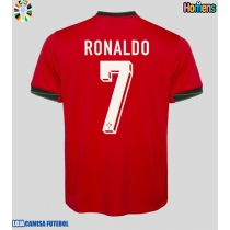 Camisa de Futebol Portugal Cristiano Ronaldo #7 Equipamento Principal Europeu 2024 Manga Curta